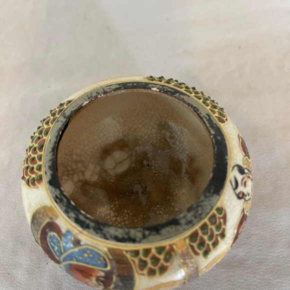 Japanese Satsuma Ware Vintage Small Bowl Censer Meiji Hand Painted Rare Antique - Picture 5 of 7